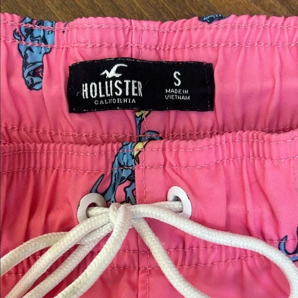 Hollister Surfing Dinosaur Swim Trunks Pink S - Picture 2 of 2